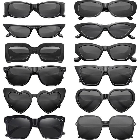 Sunovelties Sunglasses Women Black 12 Mixed Style Classic Retro Party Eyewear - Picture 1 of 7